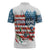 American Flag Fishing Zipper Polo Shirt with Fishing Rods and Lures Watercolor Style Design - Wonder Print Shop