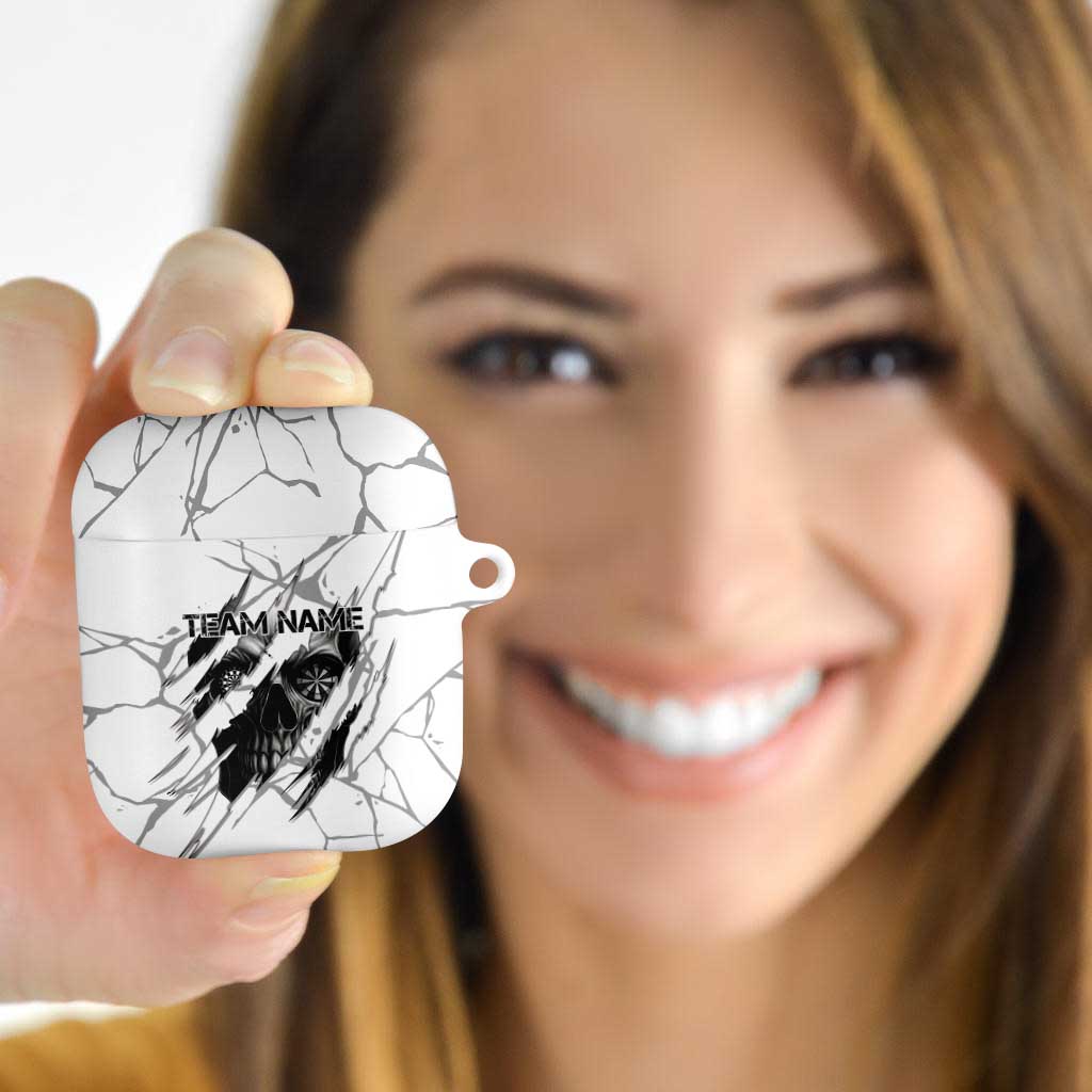 Dartboard Skull Darts AirPods Case with Torn Stone Texture and Cracked Marble Design - Wonder Print Shop