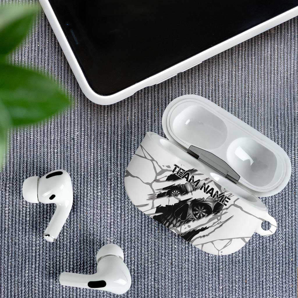 Dartboard Skull Darts AirPods Case with Torn Stone Texture and Cracked Marble Design - Wonder Print Shop