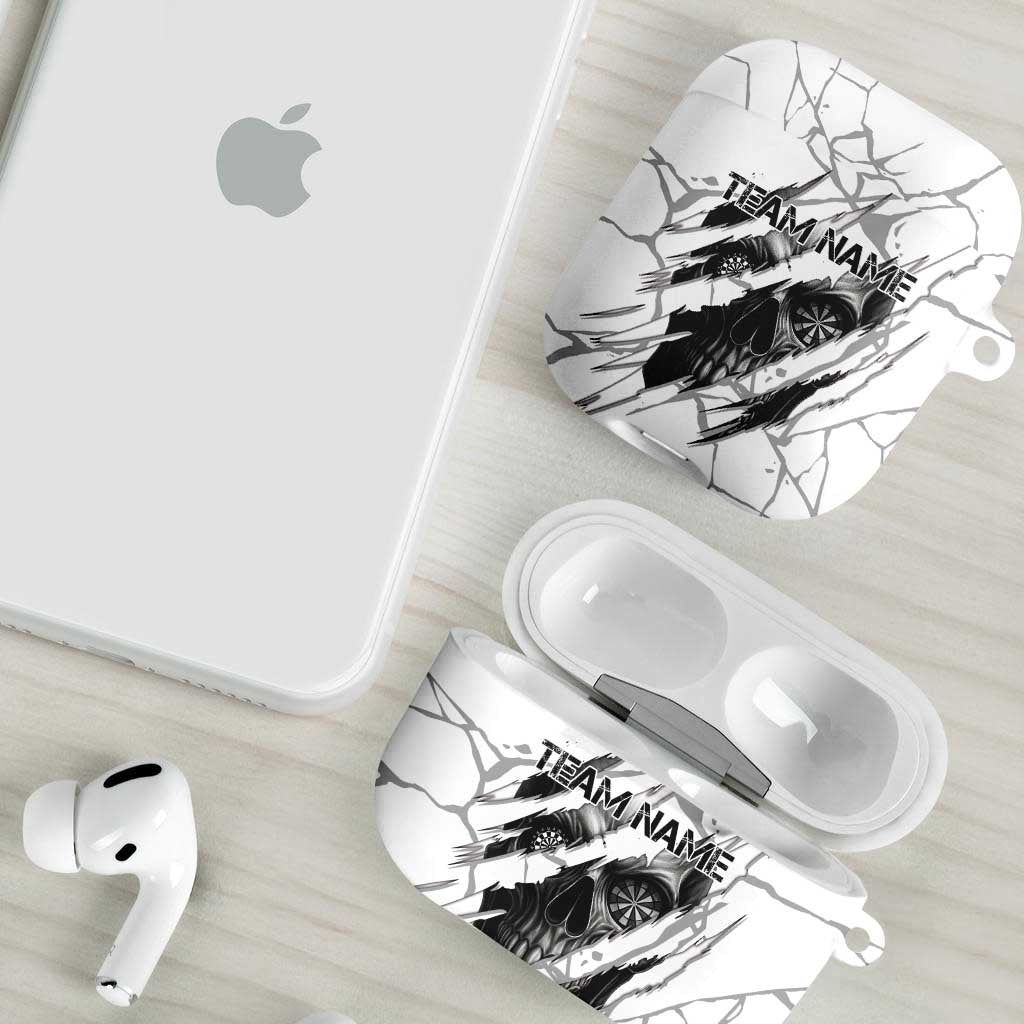 Dartboard Skull Darts AirPods Case with Torn Stone Texture and Cracked Marble Design - Wonder Print Shop