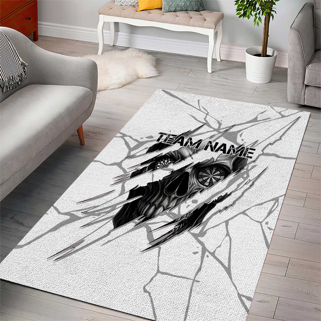 Dartboard Skull Darts Area Rug with Torn Stone Texture and Cracked Marble Design - Wonder Print Shop