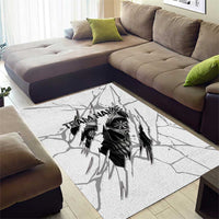 Dartboard Skull Darts Area Rug with Torn Stone Texture and Cracked Marble Design - Wonder Print Shop