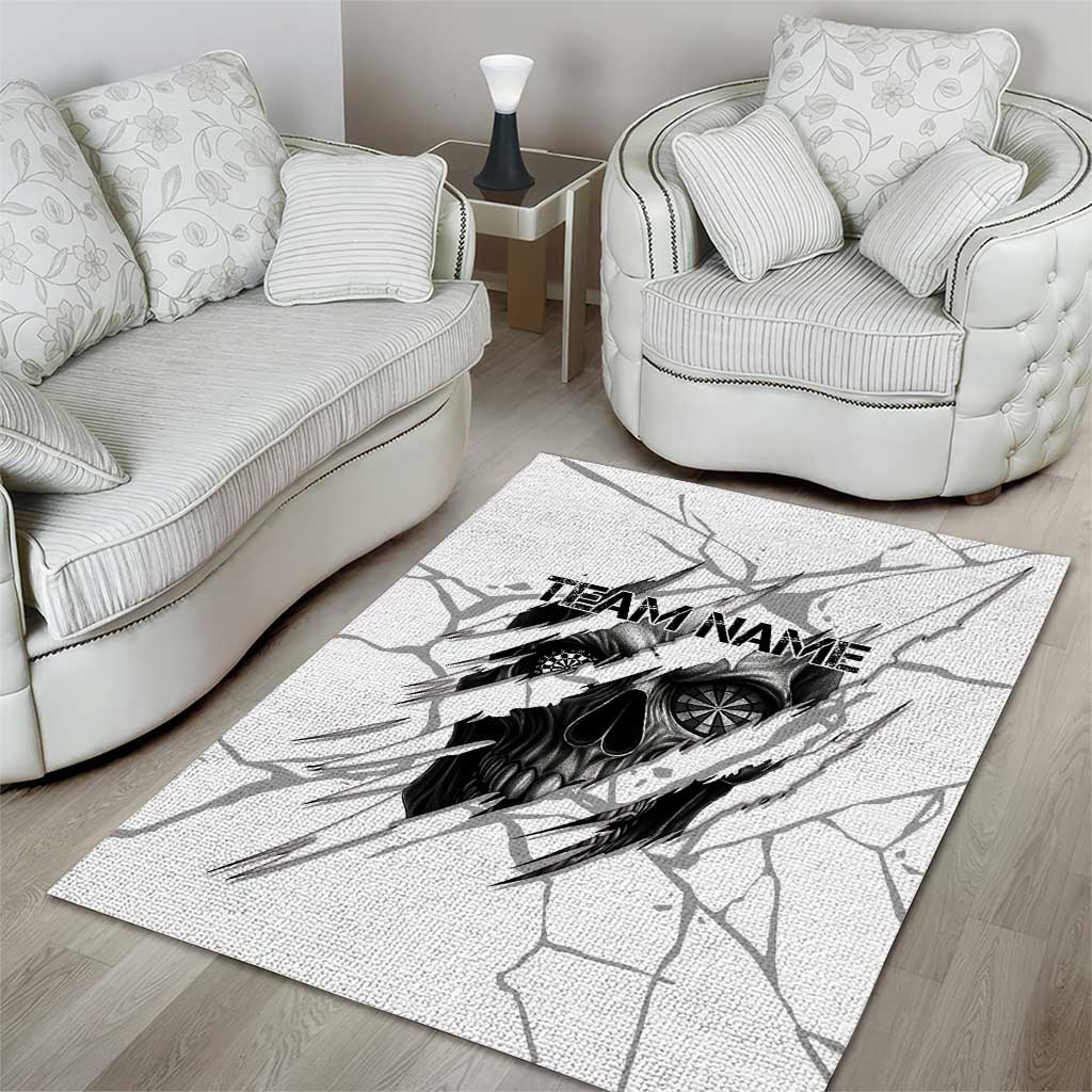 Dartboard Skull Darts Area Rug with Torn Stone Texture and Cracked Marble Design - Wonder Print Shop