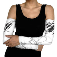 Dartboard Skull Darts Arm Sleeves with Torn Stone Texture and Cracked Marble Design - Wonder Print Shop