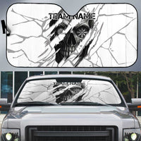 Dartboard Skull Darts Auto Sun Shade with Torn Stone Texture and Cracked Marble Design - Wonder Print Shop