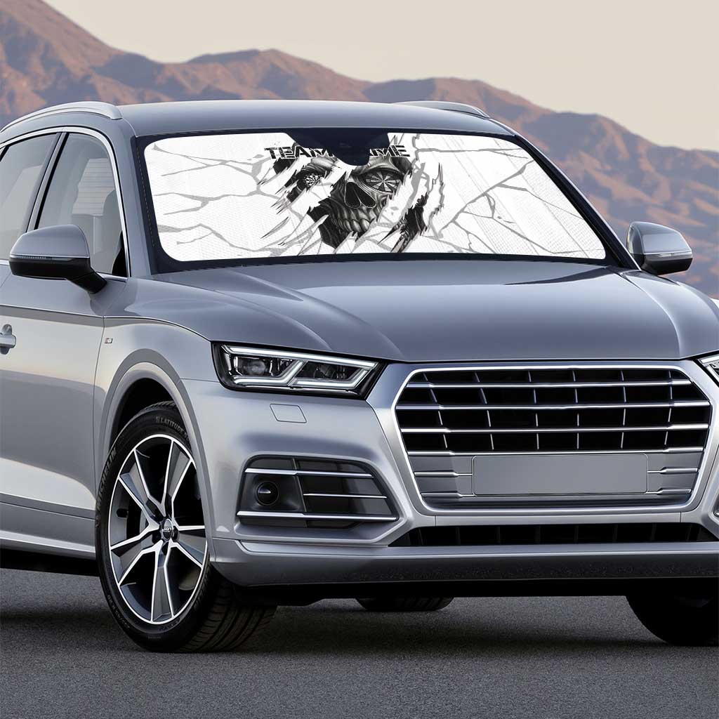 Dartboard Skull Darts Auto Sun Shade with Torn Stone Texture and Cracked Marble Design - Wonder Print Shop