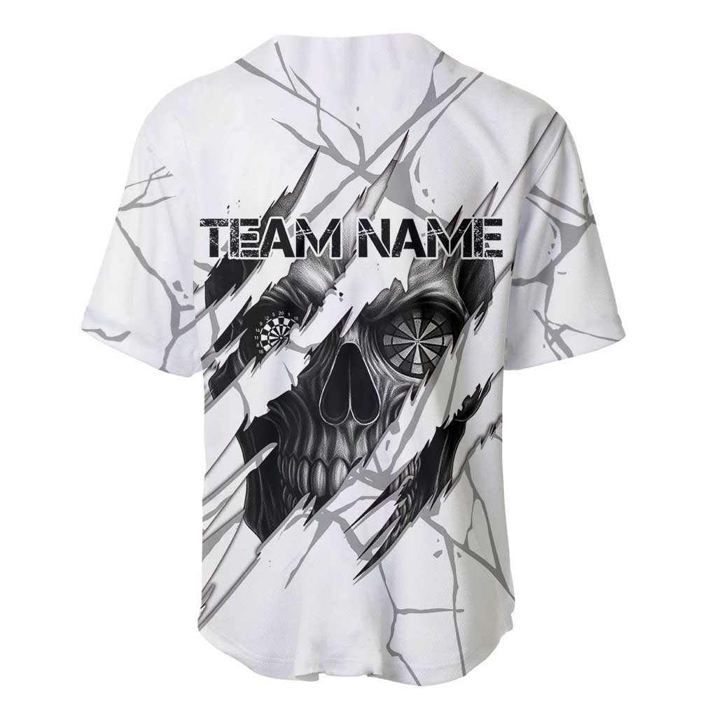 Dartboard Skull Darts Baseball Jersey with Torn Stone Texture and Cracked Marble Design - Wonder Print Shop