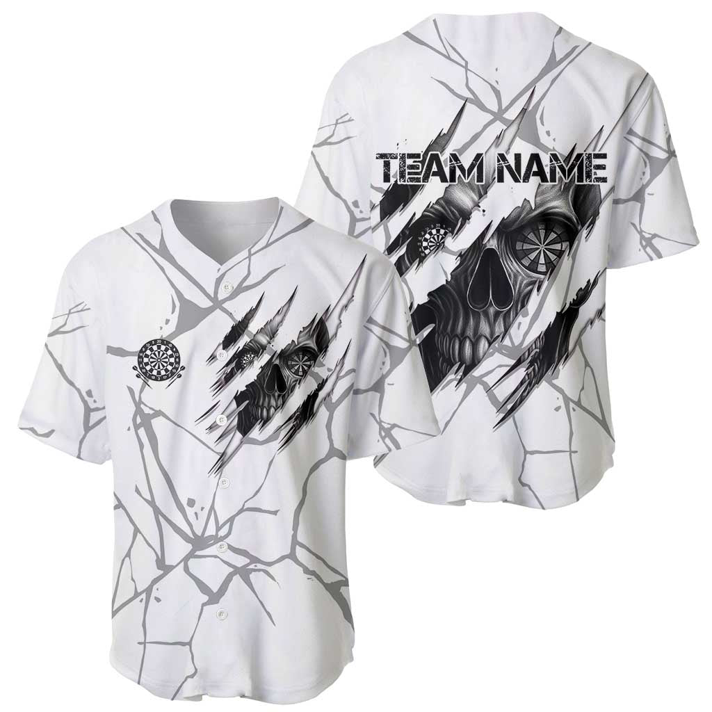 Dartboard Skull Darts Baseball Jersey with Torn Stone Texture and Cracked Marble Design - Wonder Print Shop
