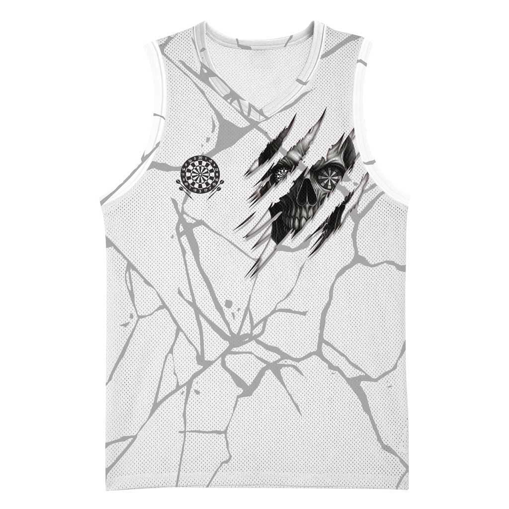 Dartboard Skull Darts Basketball Jersey with Torn Stone Texture and Cracked Marble Design - Wonder Print Shop