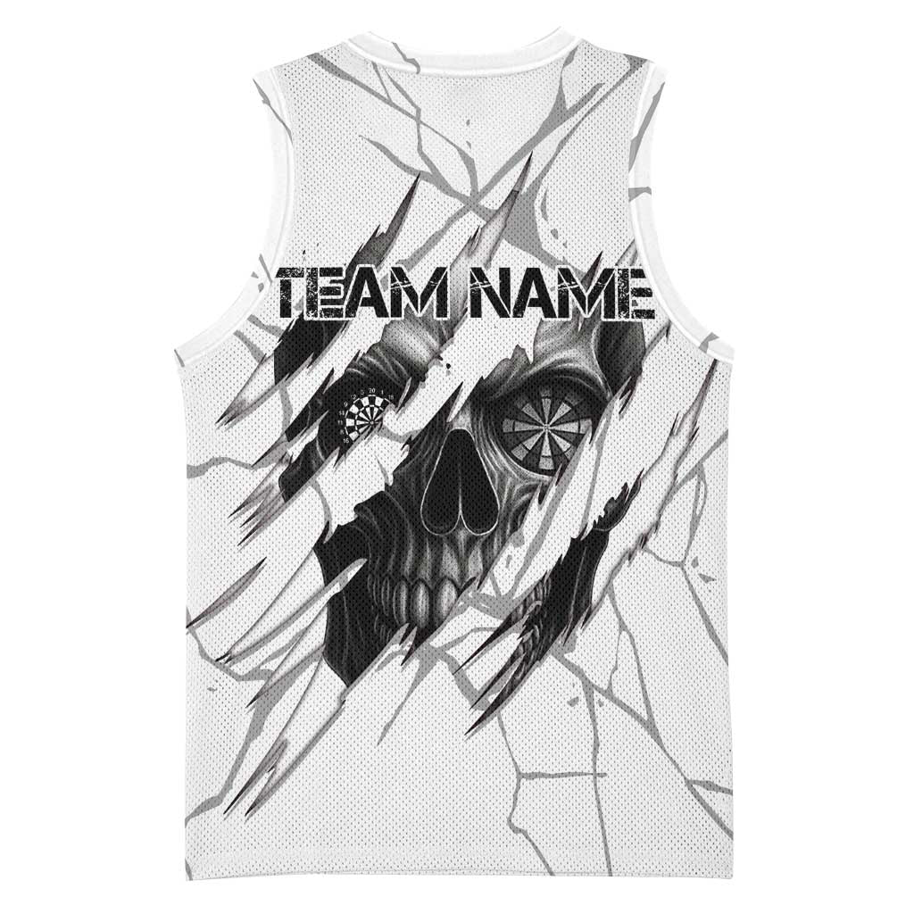 Dartboard Skull Darts Basketball Jersey with Torn Stone Texture and Cracked Marble Design - Wonder Print Shop