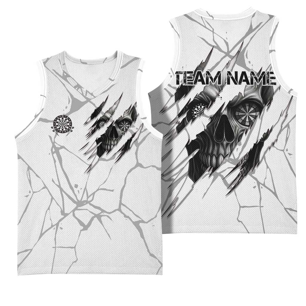 Dartboard Skull Darts Basketball Jersey with Torn Stone Texture and Cracked Marble Design - Wonder Print Shop