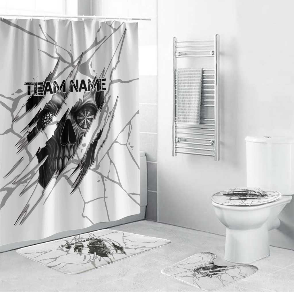 Dartboard Skull Darts Bathroom Set with Torn Stone Texture and Cracked Marble Design - Wonder Print Shop