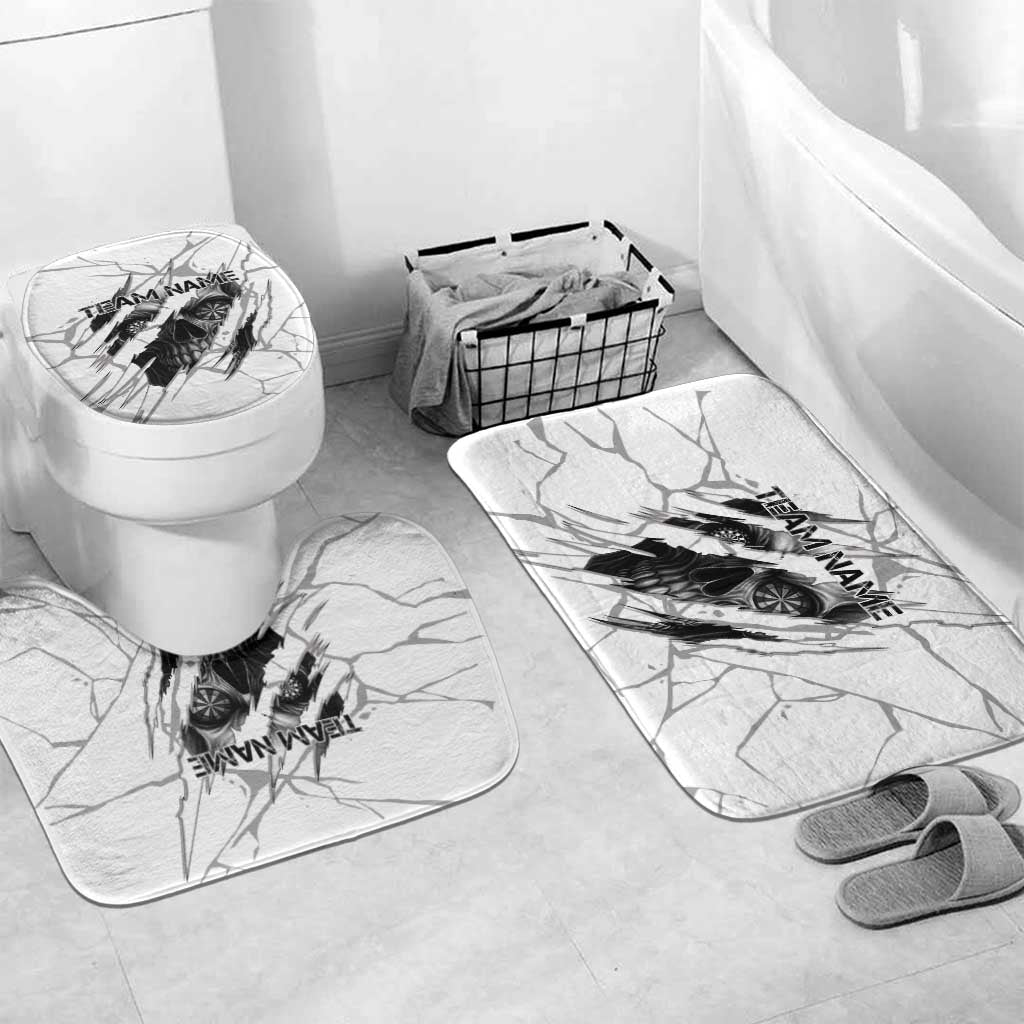 Dartboard Skull Darts Bathroom Set with Torn Stone Texture and Cracked Marble Design - Wonder Print Shop