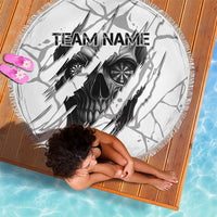 Dartboard Skull Darts Beach Blanket with Torn Stone Texture and Cracked Marble Design - Wonder Print Shop