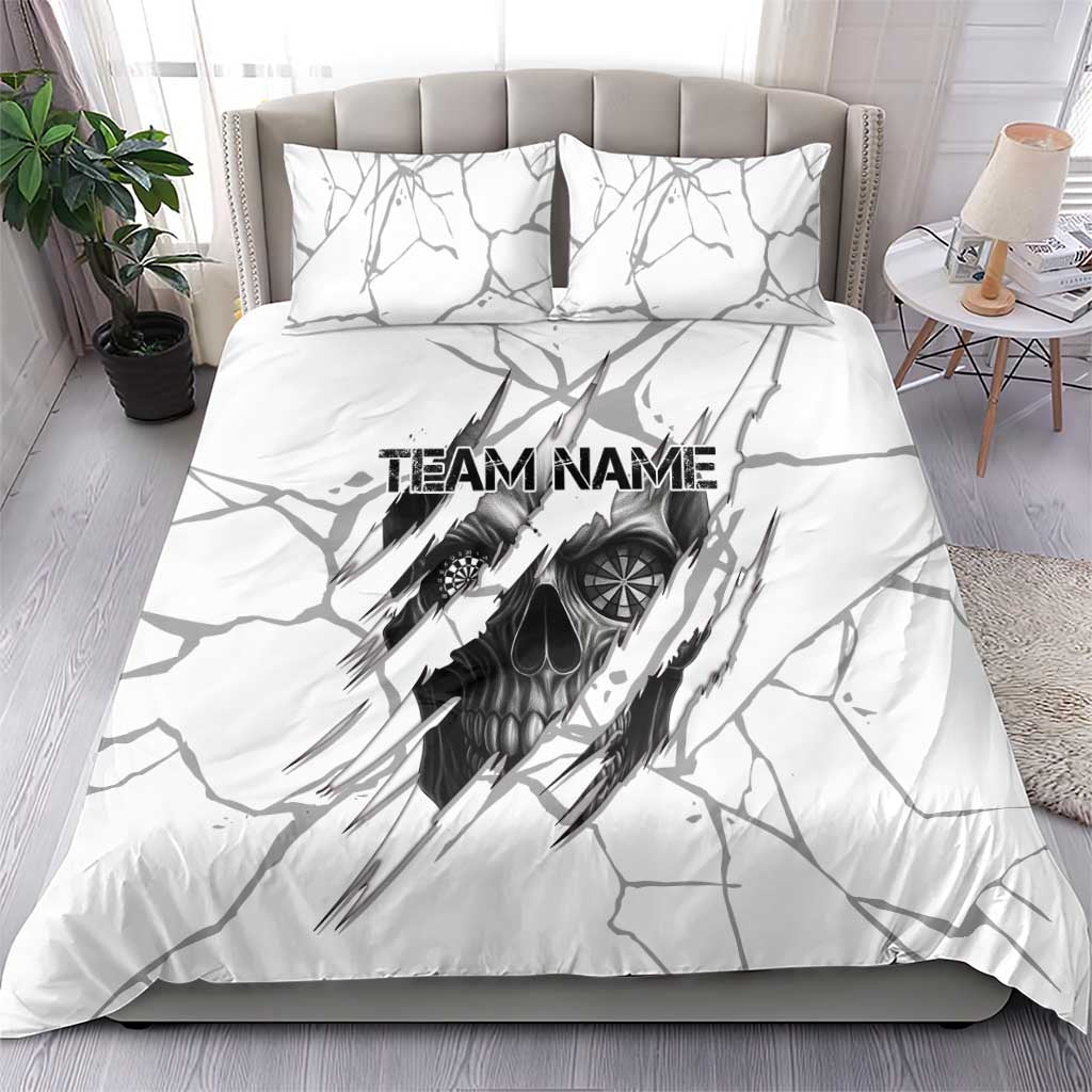 Dartboard Skull Darts Bedding Set with Torn Stone Texture and Cracked Marble Design - Wonder Print Shop
