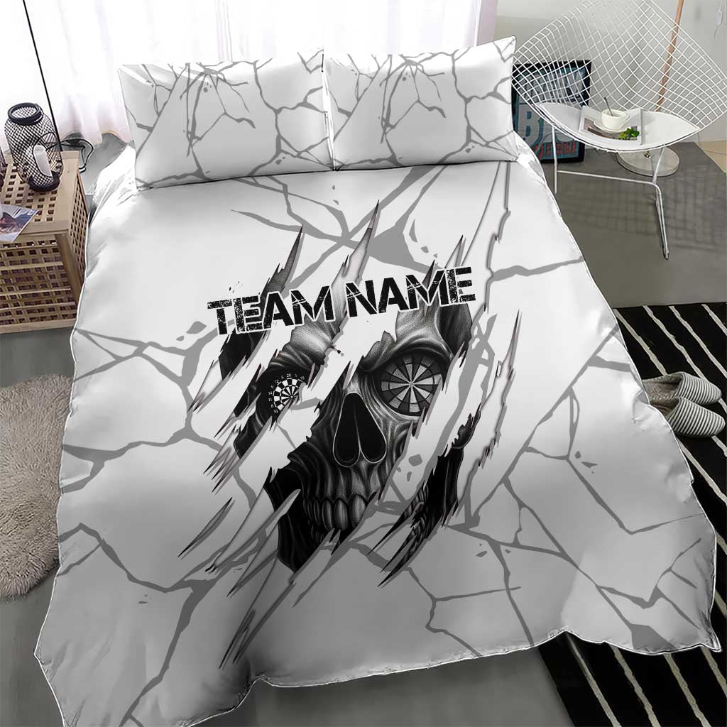 Dartboard Skull Darts Bedding Set with Torn Stone Texture and Cracked Marble Design - Wonder Print Shop