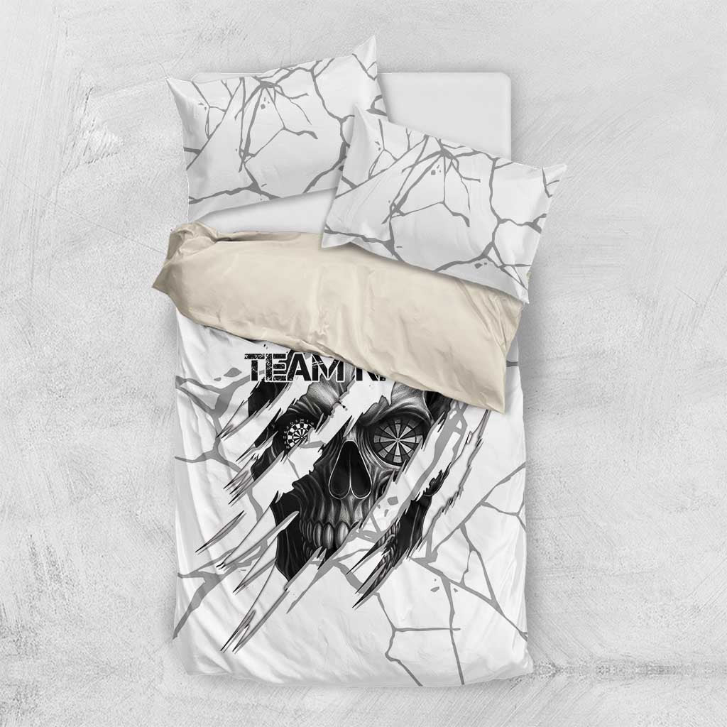 Dartboard Skull Darts Bedding Set with Torn Stone Texture and Cracked Marble Design - Wonder Print Shop