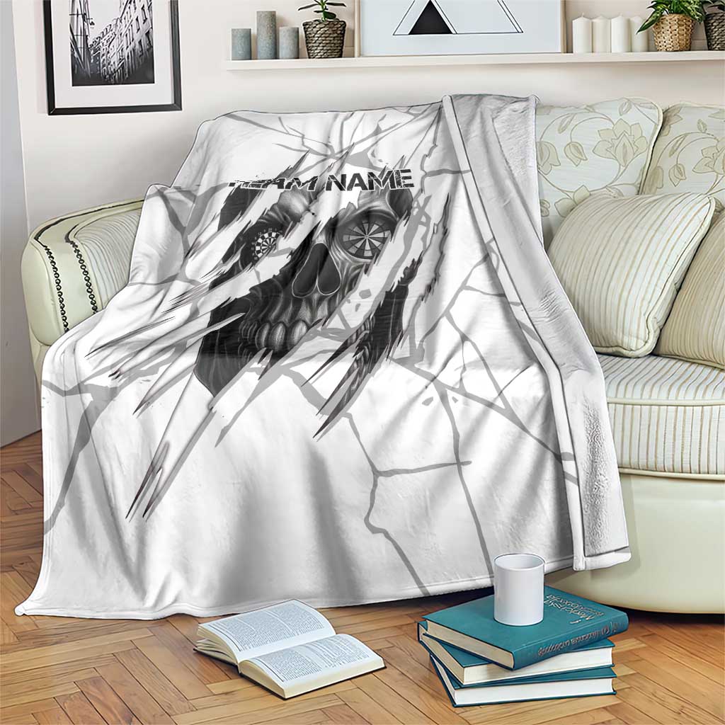 Dartboard Skull Darts Blanket with Torn Stone Texture and Cracked Marble Design - Wonder Print Shop