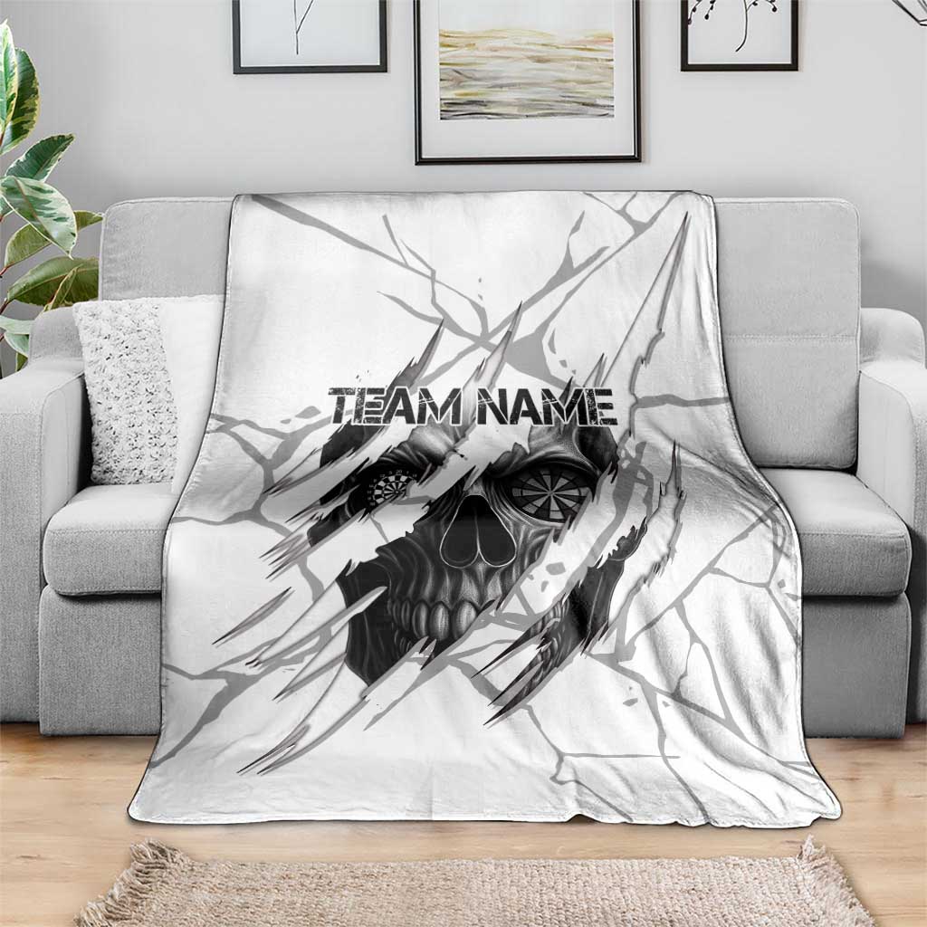 Dartboard Skull Darts Blanket with Torn Stone Texture and Cracked Marble Design - Wonder Print Shop