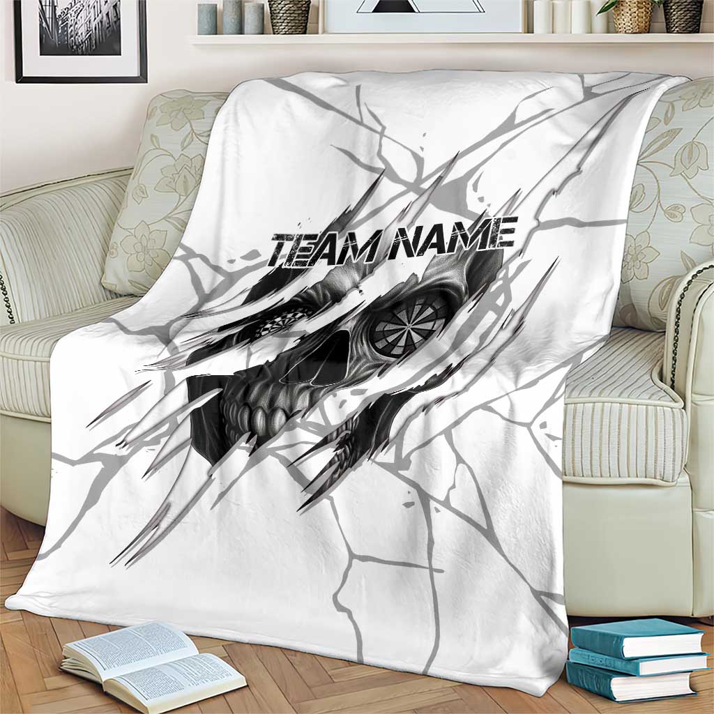 Dartboard Skull Darts Blanket with Torn Stone Texture and Cracked Marble Design - Wonder Print Shop