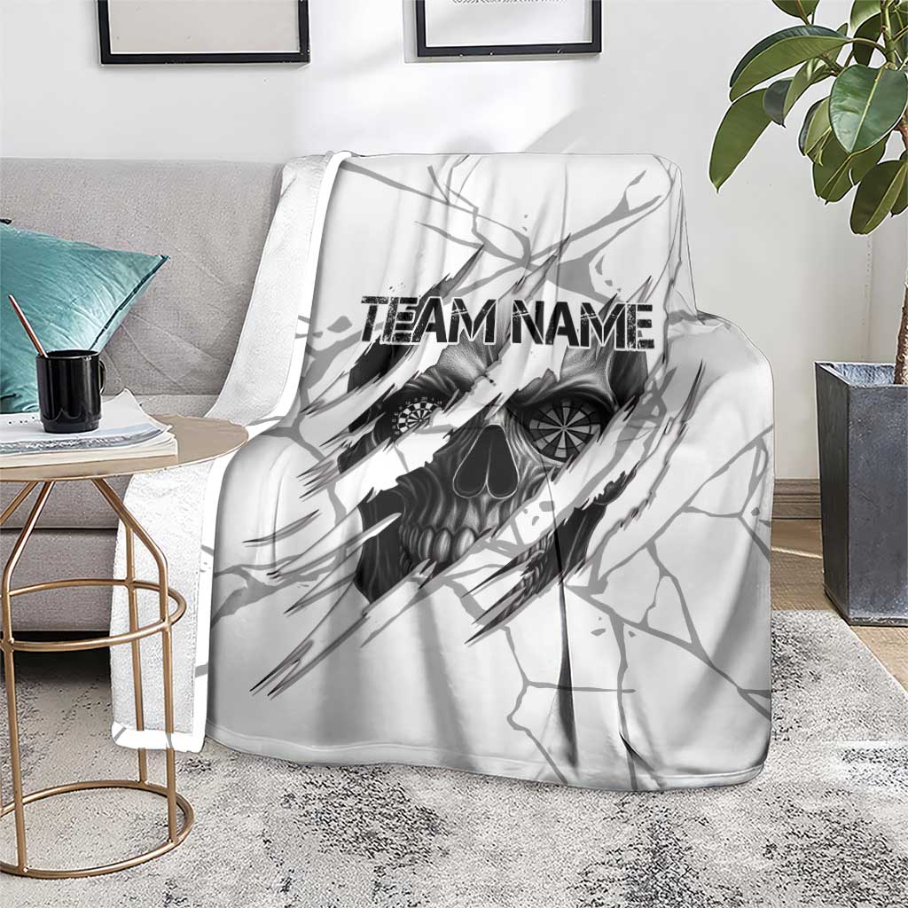 Dartboard Skull Darts Blanket with Torn Stone Texture and Cracked Marble Design - Wonder Print Shop