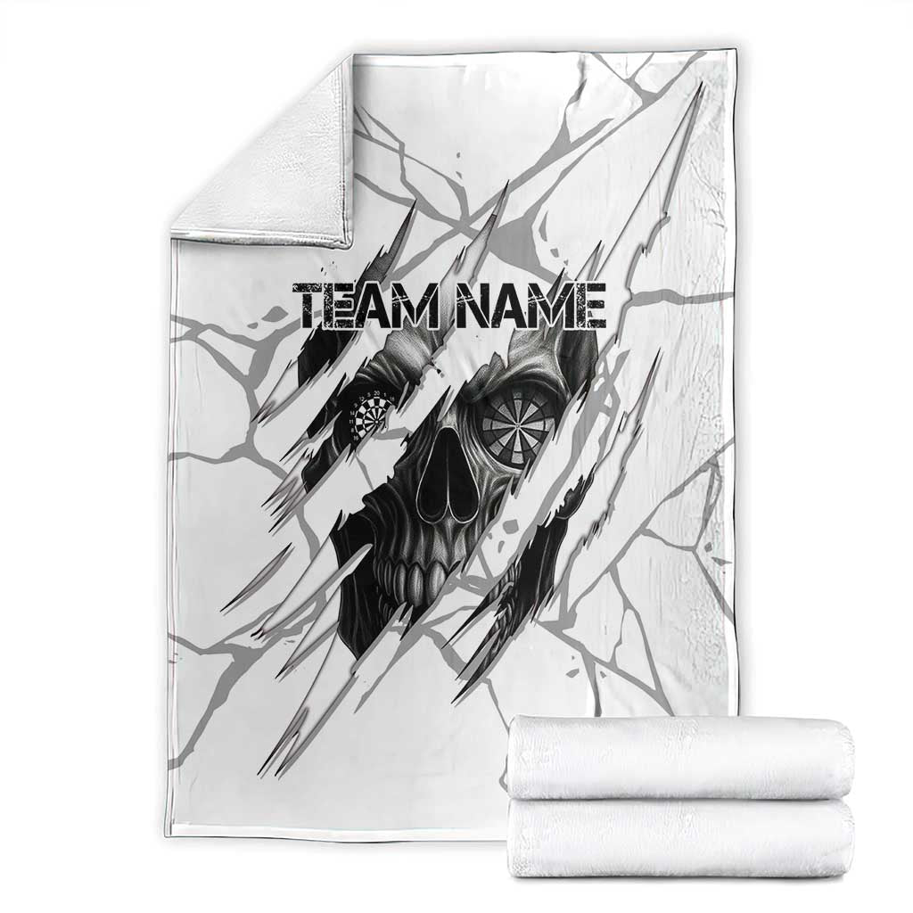 Dartboard Skull Darts Blanket with Torn Stone Texture and Cracked Marble Design - Wonder Print Shop