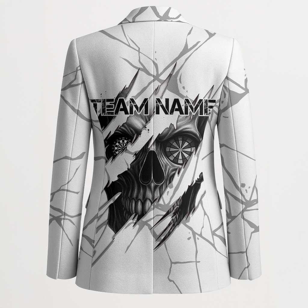 Dartboard Skull Darts Blazer with Torn Stone Texture and Cracked Marble Design - Wonder Print Shop