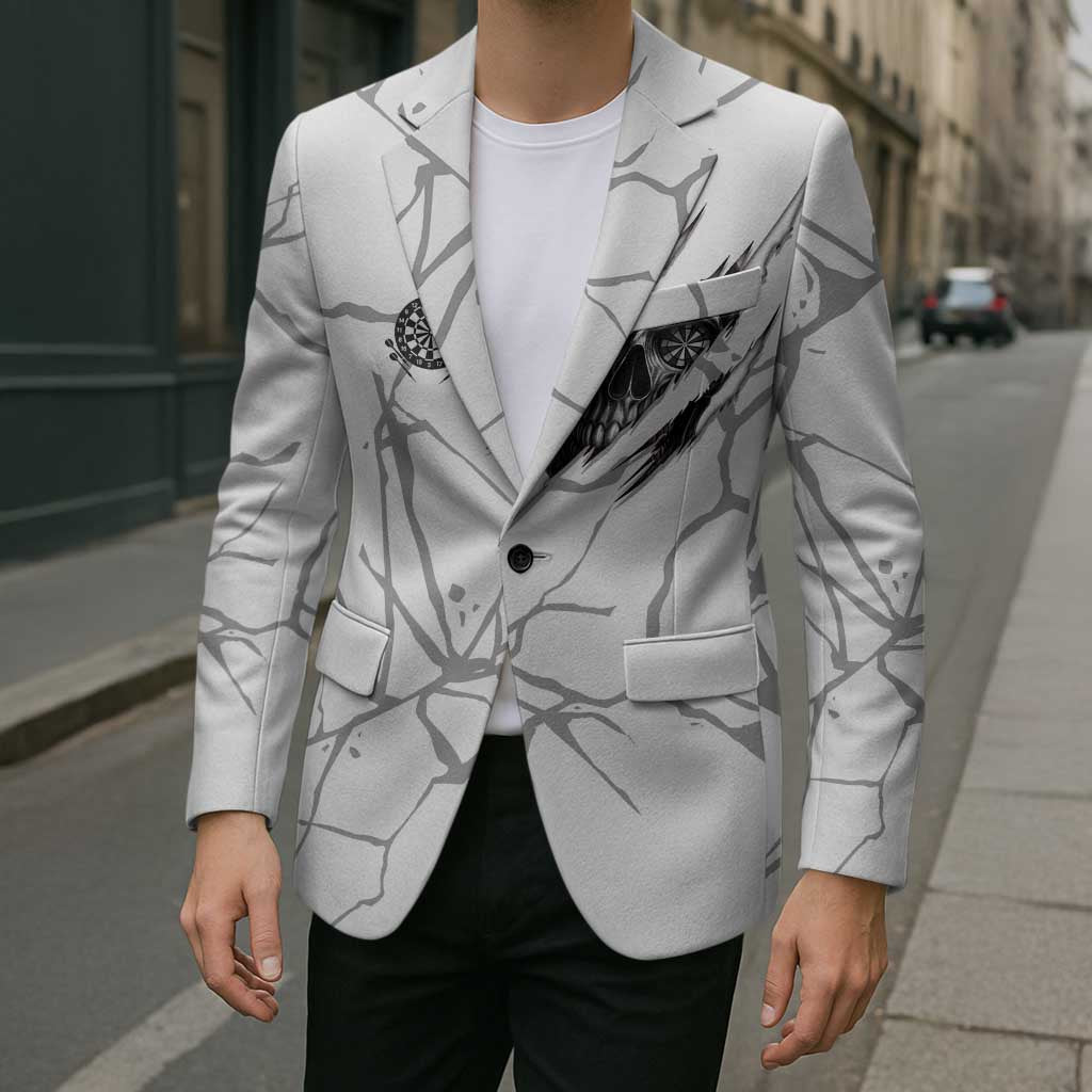Dartboard Skull Darts Blazer with Torn Stone Texture and Cracked Marble Design - Wonder Print Shop