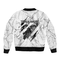 Dartboard Skull Darts Bomber Jacket with Torn Stone Texture and Cracked Marble Design - Wonder Print Shop