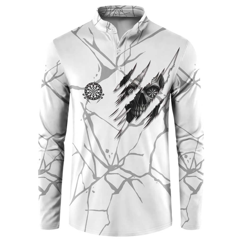 Dartboard Skull Darts Button Sweatshirt with Torn Stone Texture and Cracked Marble Design - Wonder Print Shop