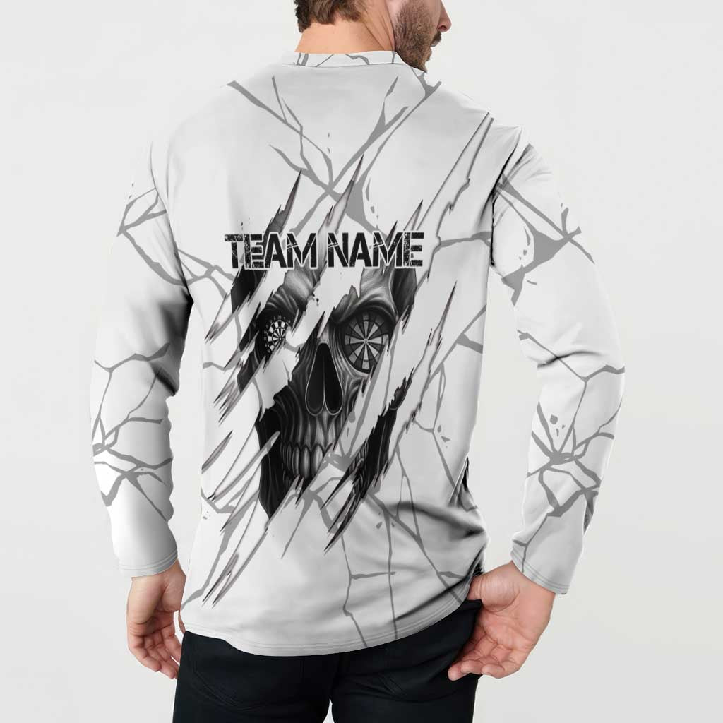 Dartboard Skull Darts Button Sweatshirt with Torn Stone Texture and Cracked Marble Design - Wonder Print Shop