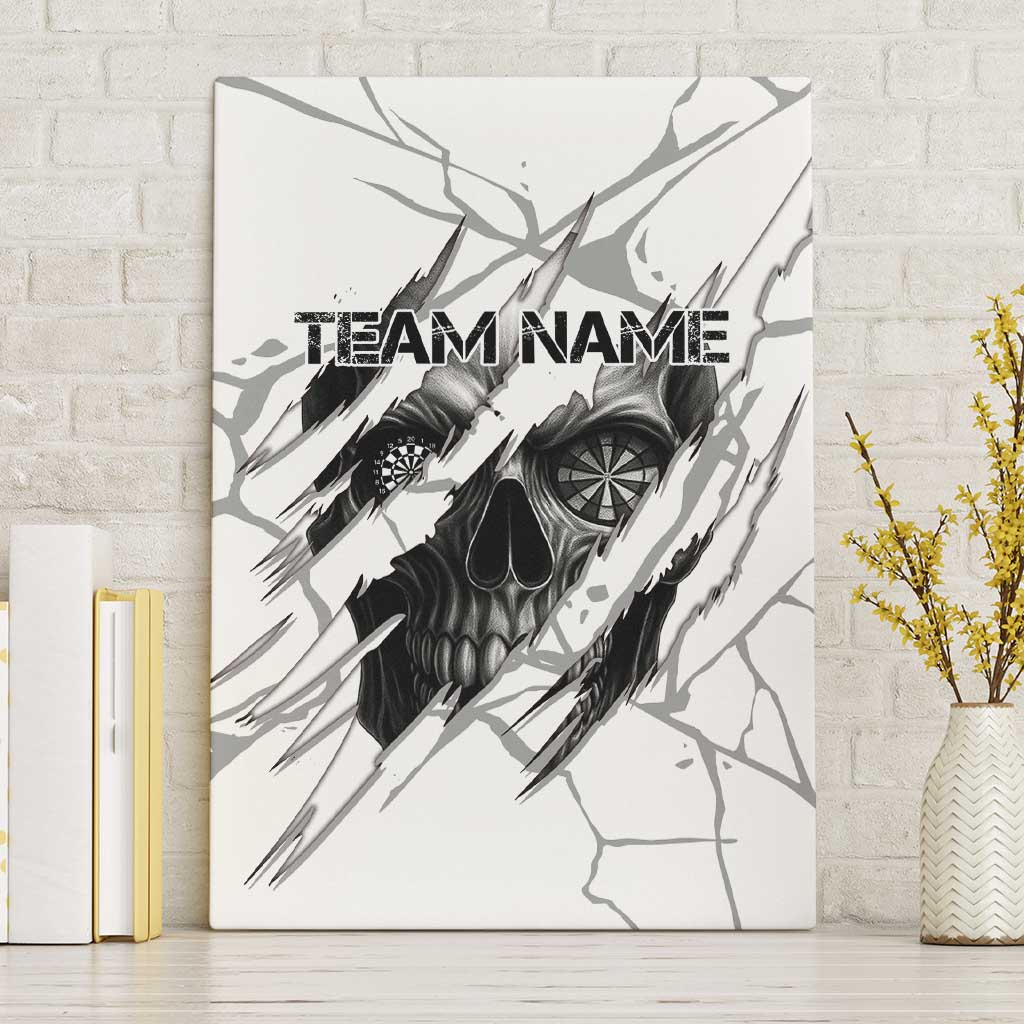 Dartboard Skull Darts Canvas Wall Art with Torn Stone Texture and Cracked Marble Design - Wonder Print Shop