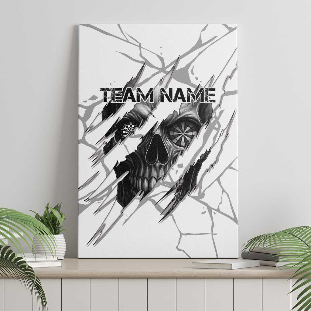 Dartboard Skull Darts Canvas Wall Art with Torn Stone Texture and Cracked Marble Design - Wonder Print Shop