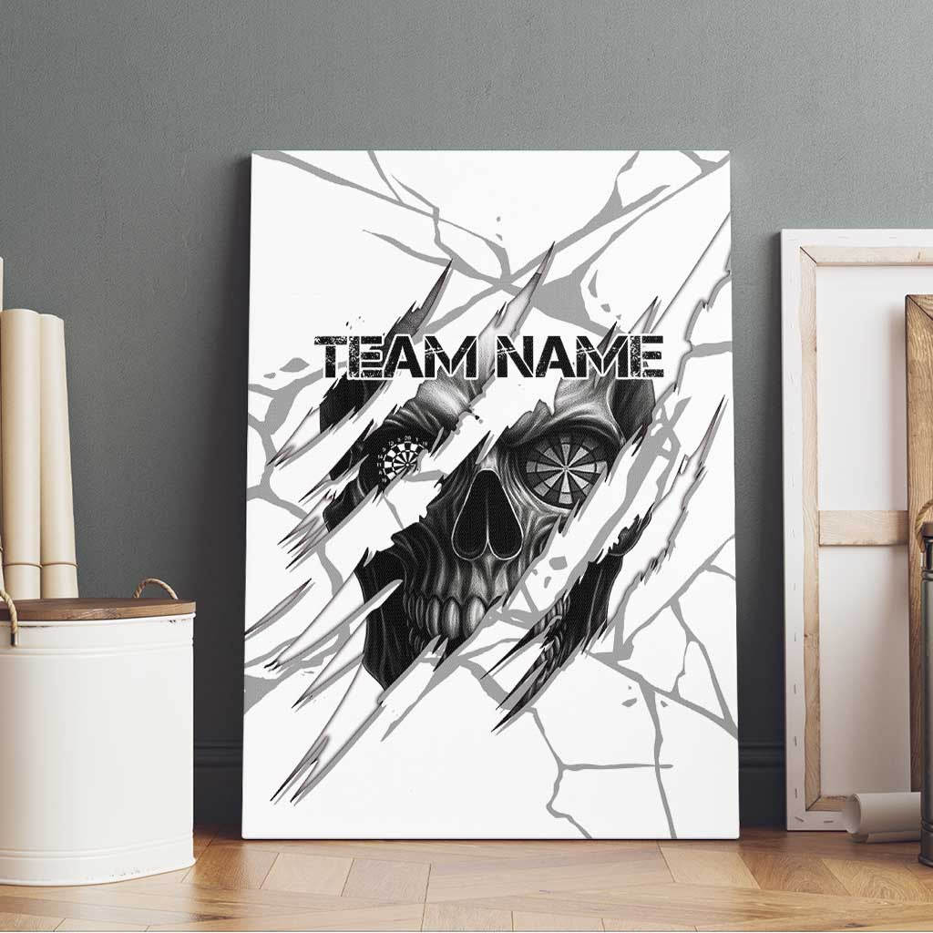 Dartboard Skull Darts Canvas Wall Art with Torn Stone Texture and Cracked Marble Design - Wonder Print Shop