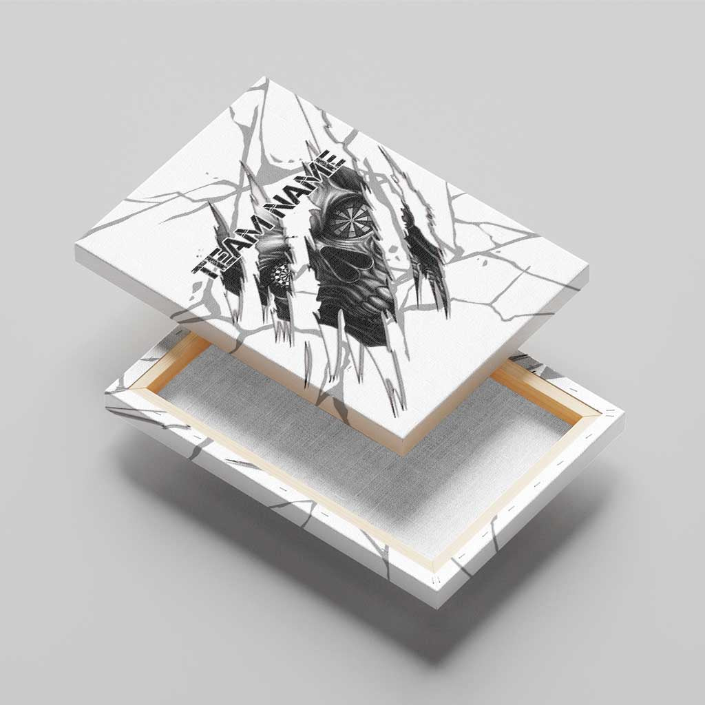 Dartboard Skull Darts Canvas Wall Art with Torn Stone Texture and Cracked Marble Design - Wonder Print Shop