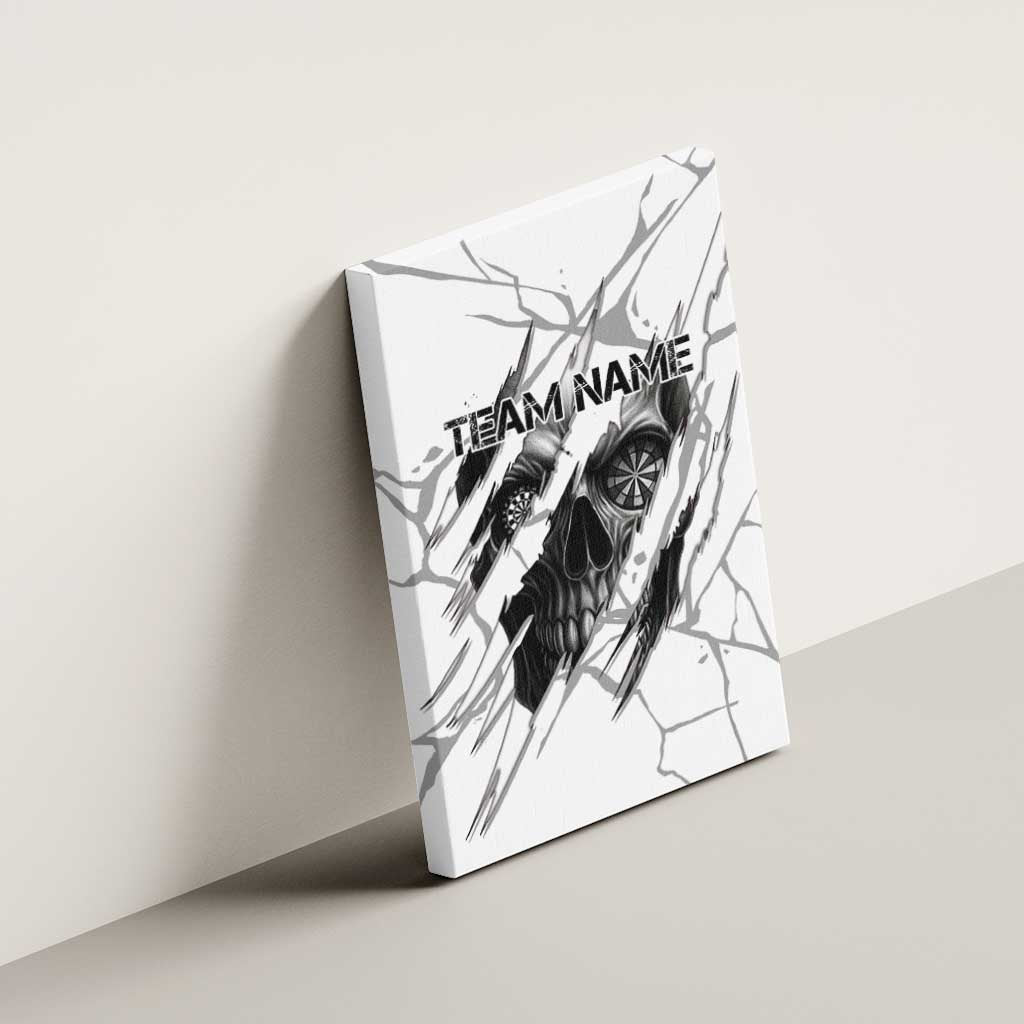 Dartboard Skull Darts Canvas Wall Art with Torn Stone Texture and Cracked Marble Design - Wonder Print Shop