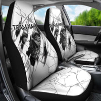 Dartboard Skull Darts Car Seat Cover with Torn Stone Texture and Cracked Marble Design - Wonder Print Shop
