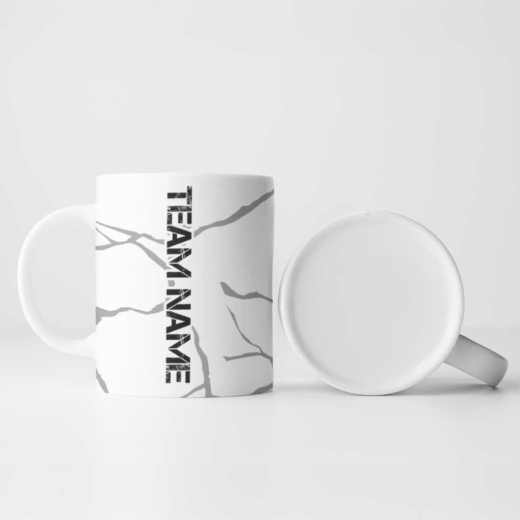 Dartboard Skull Darts Ceramic Mug with Torn Stone Texture and Cracked Marble Design - Wonder Print Shop