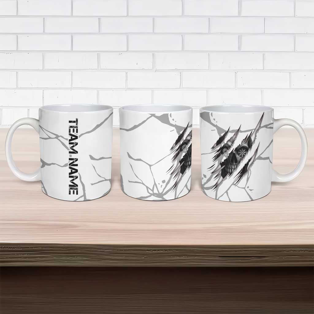 Dartboard Skull Darts Ceramic Mug with Torn Stone Texture and Cracked Marble Design - Wonder Print Shop