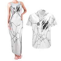 Dartboard Skull Darts Couples Matching Tank Maxi Dress and Hawaiian Shirt with Torn Stone Texture and Cracked Marble Design - Wonder Print Shop