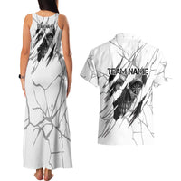 Dartboard Skull Darts Couples Matching Tank Maxi Dress and Hawaiian Shirt with Torn Stone Texture and Cracked Marble Design - Wonder Print Shop