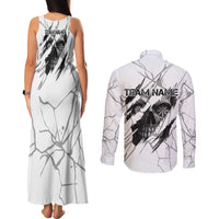 Dartboard Skull Darts Couples Matching Tank Maxi Dress and Long Sleeve Button Shirt with Torn Stone Texture and Cracked Marble Design - Wonder Print Shop