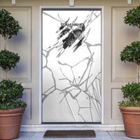 Dartboard Skull Darts Door Cover with Torn Stone Texture and Cracked Marble Design - Wonder Print Shop