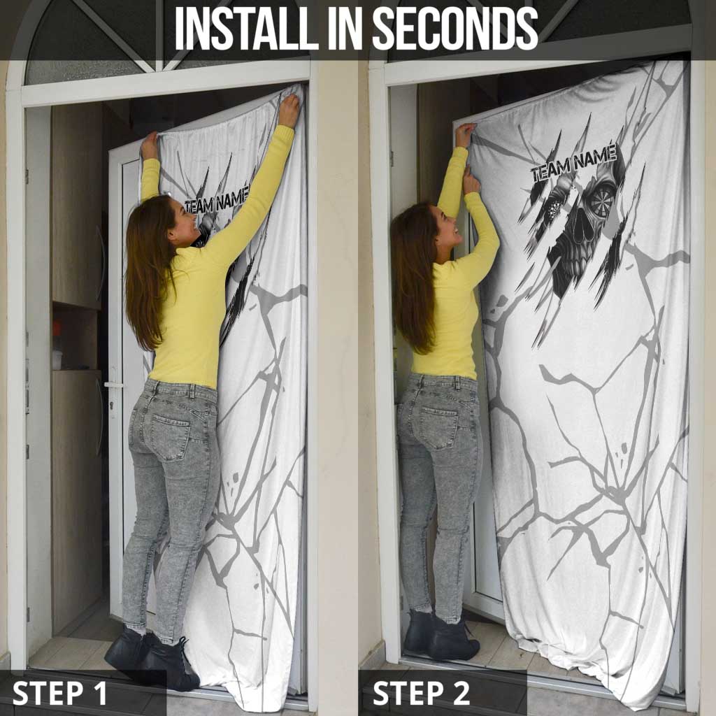 Dartboard Skull Darts Door Cover with Torn Stone Texture and Cracked Marble Design - Wonder Print Shop