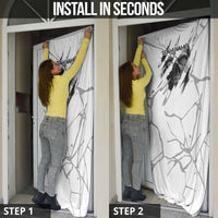 Dartboard Skull Darts Door Cover with Torn Stone Texture and Cracked Marble Design - Wonder Print Shop