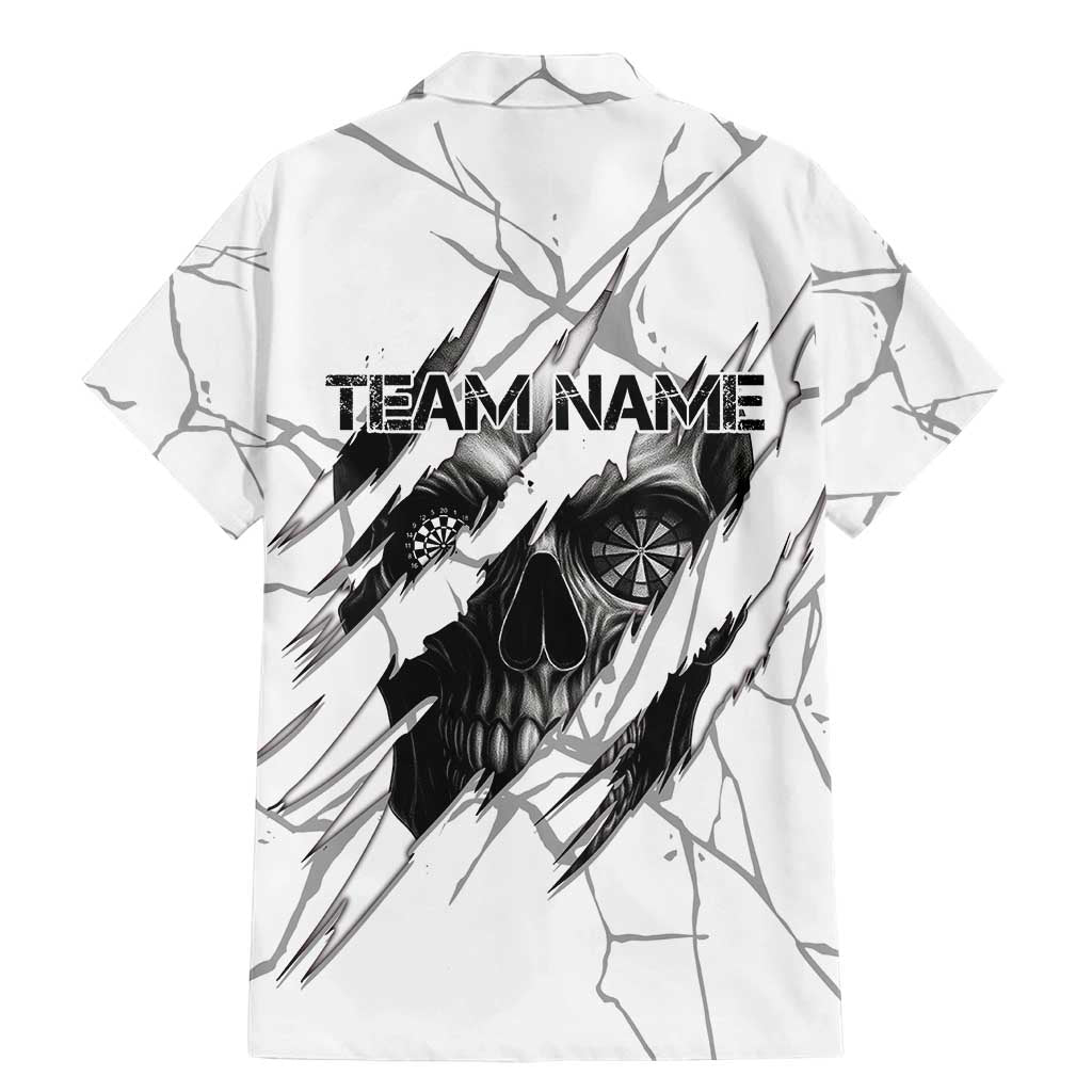 Dartboard Skull Darts Family Matching Mermaid Dress and Hawaiian Shirt with Torn Stone Texture and Cracked Marble Design - Wonder Print Shop