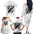 Dartboard Skull Darts Family Matching Off The Shoulder Long Sleeve Dress and Hawaiian Shirt with Torn Stone Texture and Cracked Marble Design - Wonder Print Shop