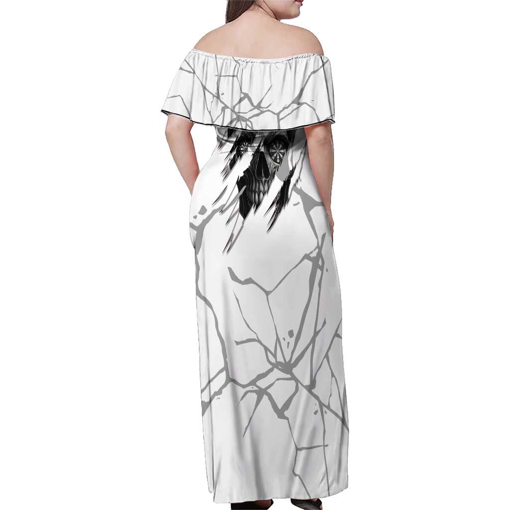 Dartboard Skull Darts Family Matching Off Shoulder Maxi Dress and Hawaiian Shirt with Torn Stone Texture and Cracked Marble Design - Wonder Print Shop