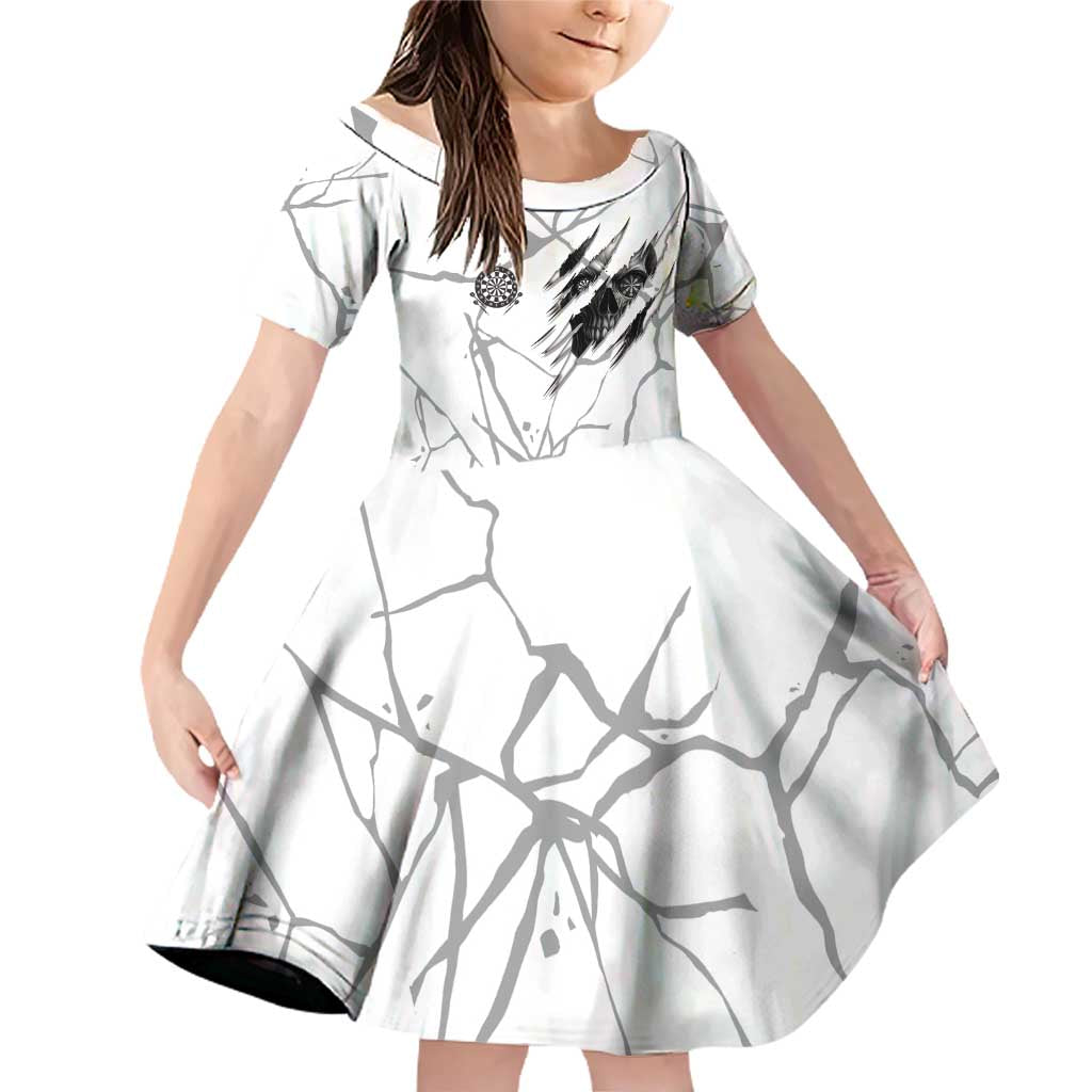 Dartboard Skull Darts Family Matching Off Shoulder Short Dress and Hawaiian Shirt with Torn Stone Texture and Cracked Marble Design - Wonder Print Shop