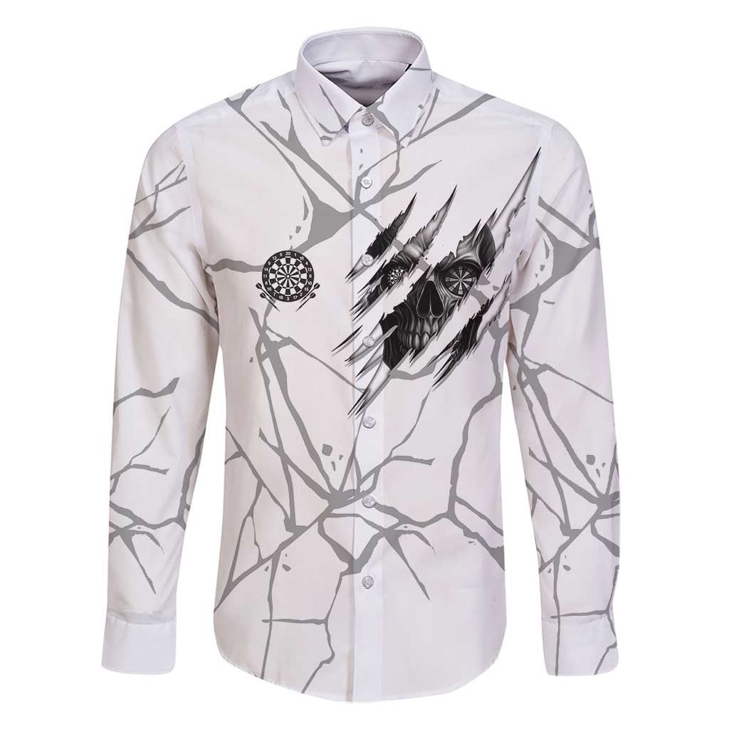 Dartboard Skull Darts Family Matching Off Shoulder Short Dress and Hawaiian Shirt with Torn Stone Texture and Cracked Marble Design - Wonder Print Shop